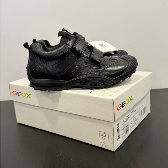 Geox Kids' Black Leather Sneakers - Picture 1 of 9